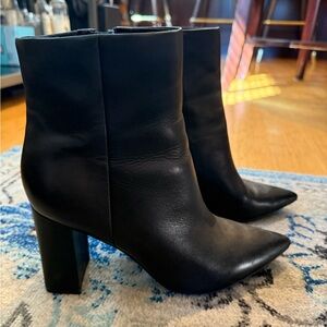 Marc Fisher black leather block heel ankle boots